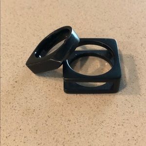Set of 2 Vitaly Sleek Black Matte Rings - Size 12
